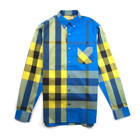 burberry mens shirt blue yellow